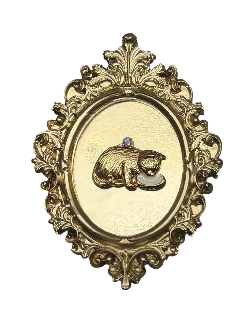 Baroque Gold-Tone Cat Themed Refrigerator Magnet Hand Crafted Avon Cat Charm - Picture 6 of 8